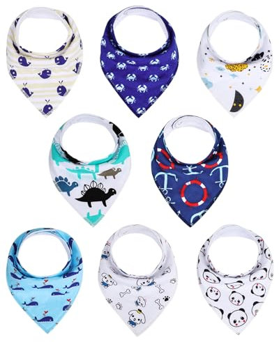 FLYISH DIRECT Baby Lätzchen 8er-Pack, Wasserdichte Baby Halstücher, Weiches Fütterungslätzchen für Neugeborene