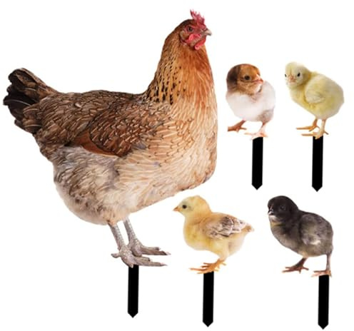 QIUMING 2D Hühner Gartenstecker Rost Deko für Garten Gartenstecker | Rostdeko Gartendeko Gartenstecker Herbst Gartendeko Gartenstecker Rost für Hof Outdoor Garten Hinterhof Rasen Deko