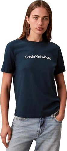 Calvin Klein Women's A- INST. Logo Classic Tee SS LV047C912G Graphic Tees, Blue (Navy Teal), M, Blau (Marineblaugrün), M
