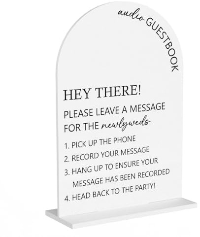 Audio Guest Book Sign, Wedding Engagement Bridal Shower Decor for Ceremony Party Reception Table Desk Decor Acrylic Sign 12