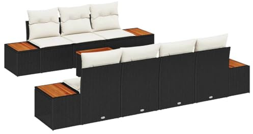 vidaXL Garten-Sofa-Set 8 STK. Schwarz Poly Rattan