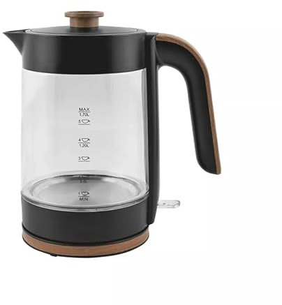 New 1.7L Matte Scandi Glass Fast Boil Kettle – 3KW Clear Electric Kettle with 1 Cup Energy-Saving Boil, Easy View Water Window, Boil Dry Protection D-07 (Clear)