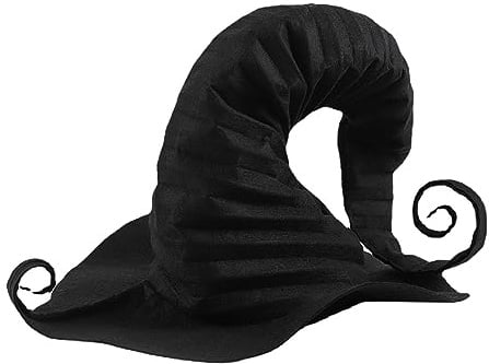 Generisch Männer Frauen Halloween einfarbig lockiger Hexenhut Cowboyhut Filz (Black, One Size)