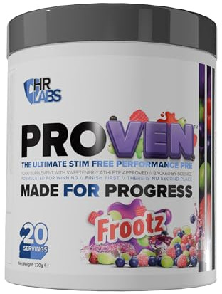 HR Labs Proven, Ultimate Stim Free Performance Pre Workout Powder, 20 Servings, 4 Flavours (Frootz)