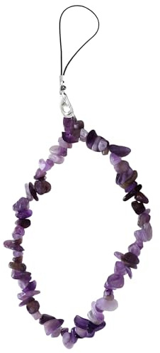Amethyst Handykette Kurz fürs Handgelenk, Handy kette, Für Alltag und Reise | Stilvoller Handyanhänger Kristall Handyschmuck, Handy Kette für Damen, Kompatibel mit Smartphones, Ideal als Mode Accessoire.