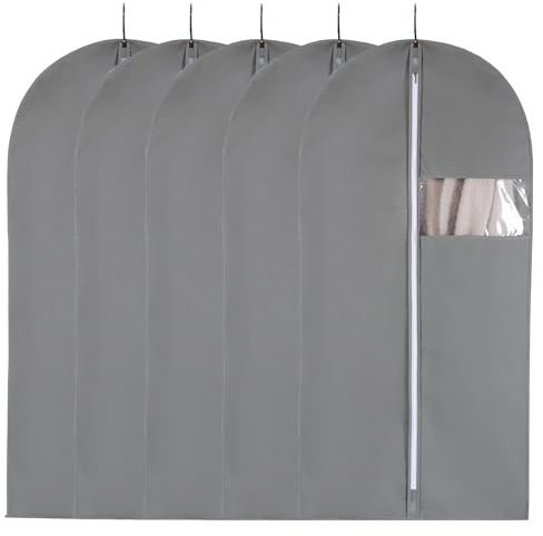 Custodie per Abiti 90g, Copri Abiti in Tessuto Non Tessuto Spesso, Copriabiti con Finestra Trasparente, Cerniera, Antipolvere e Antiumidità per Armadio, Guardaroba(Size:24*32in,Color:Grigio)