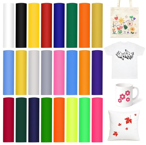 MENUY 24 Stück Infusible Ink Folie, Infusible Transfer Ink Sheets 30.5 * 11.5cm, Unschmelzbare Transfer Tintenblätter, Sublimationsfolie für DIY Tasse, T-Shirt, Taschen (Einfarbig)