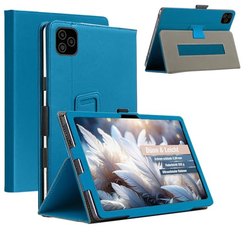 CONAPIKA Tablet Hülle für VALE V12X LTE 12.6Zoll, Ultra Dünn PU Leder Abdeckung Klappständer Schutzhülle Auto Schlaf/Aufwachen Magnet Case Cover mit Stifthalter und Handschlaufe,Himmelblau