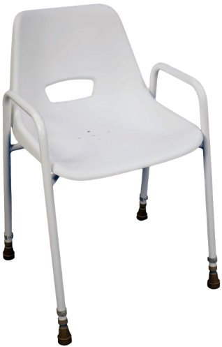 Aidapt Fully Assembled Shower and Bath Chair With Adjustable Height, Backrest for Comfort, Non-Slip Rubber Feet, Armrests to Aid Rising and sitting. For Elderly, Disabled, Pregnant, Unsteady on Feet