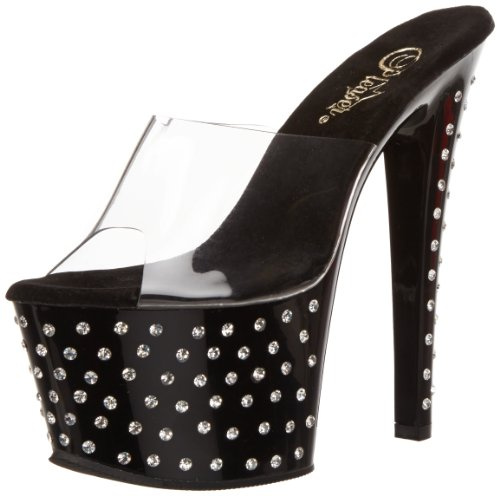 Pleaser STARDUST-701, Damen Plateau Sandalen, Schwarz (Clr/Blk), 41 EU (8 DDamen UK)