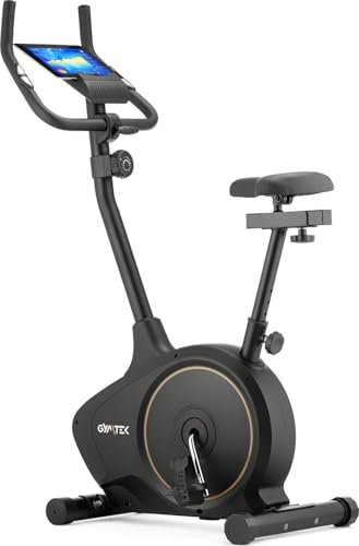 Gymtek XB1400 Magnetischer Heimtrainer, Fahrrad für Zuhause - bis 150kg - 8 Widerstandsstufen, 8kg Schwungmasse - LCD Display - für Home Gym Fitness (Schwarz und Gold)