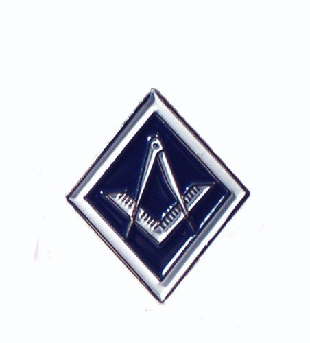 Brosche, Metall/Emaille, Motiv: Freimaurer Winkel & Zirkel