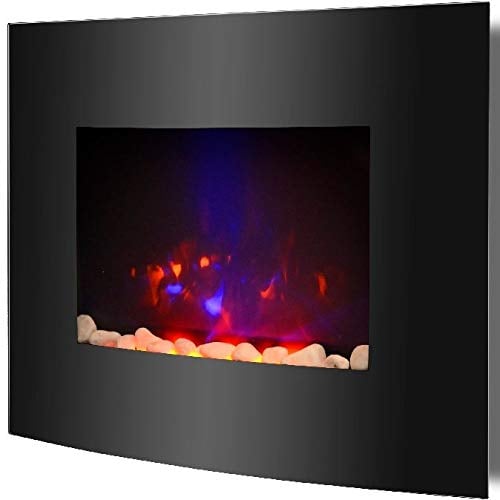 Syntrox Germany gewölbter Wandkamin und Standkamin mit Fernbedienung Elektrokamin Kamin Schwarz Barcelona