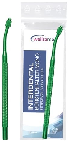 wellsamed Interdentalbürstenhalter Mono, mit abgewinkeltem Kopf, Grün, zur effektiven Reinigung der Zahnzwischenräume