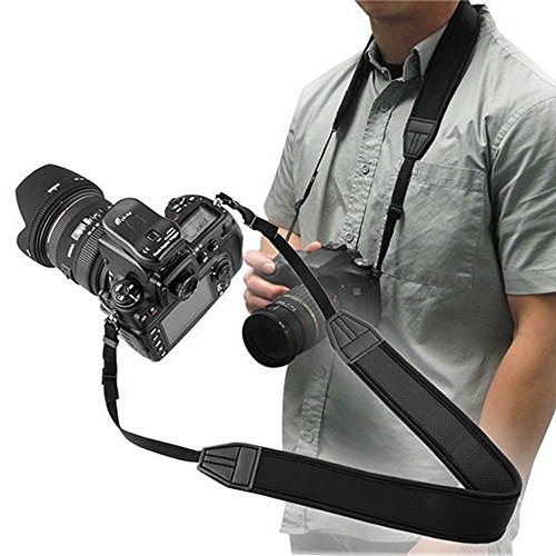LXH Compatible With Extra Wide Comfort Neoprene Neck Strap Belt EOS 750D 700D 550D 6D Mark II 5D Mark III 5D Mark Iv 1D Mark II (Black)