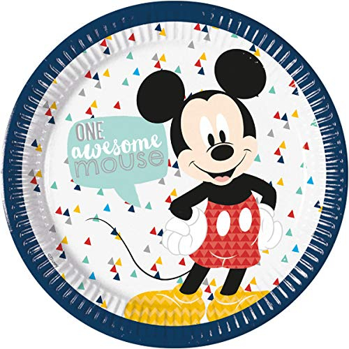 Disney Mickey Mouse Paper Plates Birthday Party Tableware, Pack of 8, 23cm, Blue