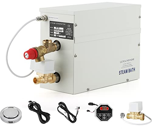 CGOLDENWALL 3 KW Haushalt Sauna Dampfgenerator 220 V, ideal für Sauna/Dusche/Bad/Spa, mit Automatischer Entwässerung, LED-Digital-Regler 35-55℃, für 1.5-3 m3 Raumheizung