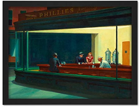 Fine Art Prints Edward Hopper Nighthawks ikonisches Gemälde, Kunstdruck, gerahmt, 45,7 x 61 cm
