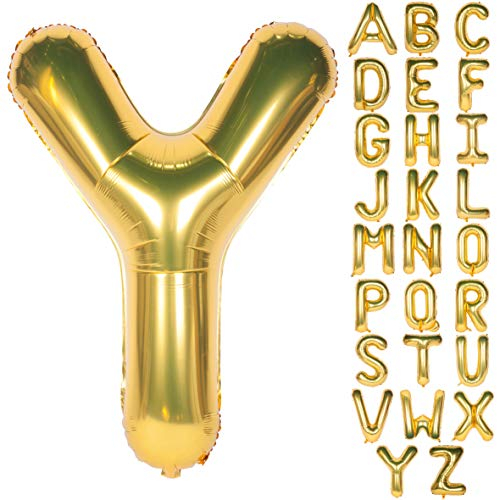 Große Mylar Folie Helium Brief Luftballons 40 Zoll Gold Luftballons Alphabet Buchstaben für Geburtstag Brautdusche Jubiläumsdekorationen(Letter Y)