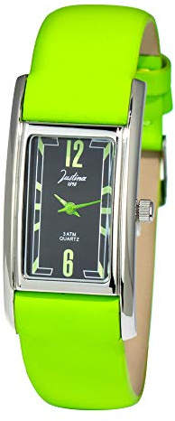 Justina Women's Quartz Analog Watch with Leather Strap JPV15, Black/White, Strip