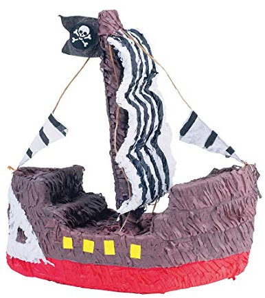 NET TOYS Piratenschiff-Pinata zum Befüllen - 39,3x44,4x19cm - Aufregende Party-Deko Figur für Süßigkeiten - Perfekt geeignet für Piratenparty & Kinderfest
