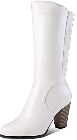 Cocey Stivali da donna alla moda con tacco lungo, bianco, 39 EU