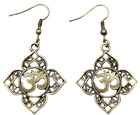 EXINOX Traditionelle buddhistische Ohrringe | Damen | Ohrringe von OHM om Aum Buddha Lotus Yoga, Zink