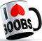 I love Boobs Tasse Lustige Geschenkidee Kollegen Freunde Party Feiern Sprüchetasse Alkohol Schnaps Bier Wodka Pfeffi Mallorca