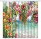 Hawaii Duschvorhang tropischer Stil, Sommer-Ozean-Strand-Wasserfarben, Hibiskus, Frangipani, exotische Pflanzen, Blume, buntes Design, grüne Palmblatt-Badezimmerdekoration (bunt, 178 x 178 cm)