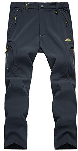 LUI SUI Herren Fleece gefüttert Outdoor Walking Hosen Softshell Winter Warm Thicken Wandern Ski Hosen mit Reißverschluss Taschen