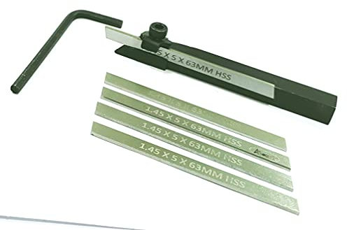 Mini Trennwerkzeughalter für Unimat, Seig, Emco, Proxxon's, Grizzly kleine Drehmaschinen (Schaft 8 mm mit 4 Ersatzklingen)