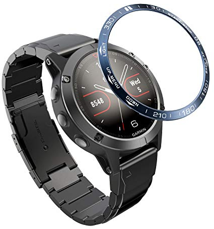 AISPORTS Lünette Styling Kompatibel mit Garmin Fenix 5/Fenix 5 Plus Lünette, Ring Klebeabdeckung Anti Kratzer Schutz Edelstahl Metalllünette Schleifen Zifferblatt Schutzhülle für Fenix 5/Fenix 5 Plus