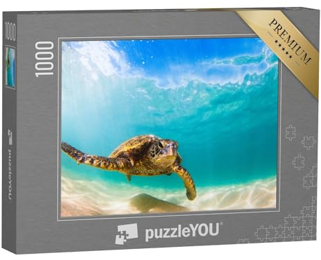 puzzleYOU: Puzzle 1000 Teile „Grüne Meeresschildkröte von Hawaii beim Kreuzen“ – aus der Puzzle-Kollektion Meeresschildkröten, Fische & Wassertiere