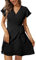 Aokosor Summer Dresses for Women V Neck Dress Ladies Mini Ruffle Sleeve Dress Elegant Black Size 10-12