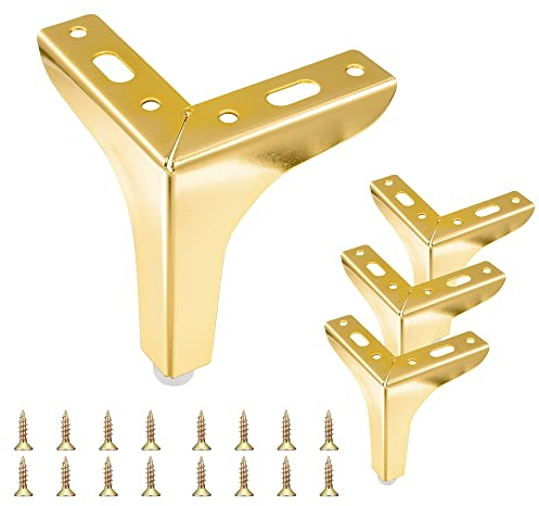 Furniture Legs, ACBungji 4 Pcs Gold Legs for Furniture Heavy Duty Sofa Table Legs Metal Diamond Modern Style DIY Replacement Triangle Furniture Feet for Chair Cabinet Cupboard Ottoman