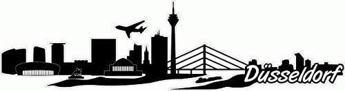 Skyline4u Düsseldorf Skyline Aufkleber Sticker Autoaufkleber City Gedruckt - 20x5,2cm schwarz