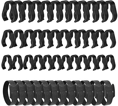 ALEKOR Microphone Stand Cable Clips - Boom Pole Cable Clips Clamp Plastic Mount - Multiple Sizes with Cable Ties (48 PCS)