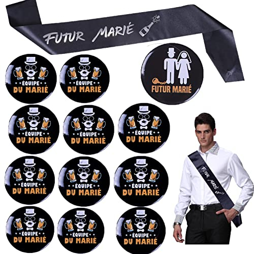 14 Stück EVG-Dekoration, Schal für Braut + 13 Stück EVG-Anstecker, Hochzeit, Organisation, Junggesellenabschied, Gastgeschenke für Verlobung, Hochzeit