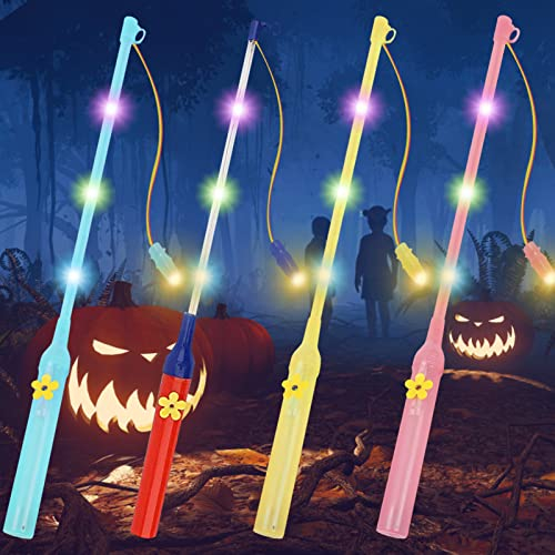 Shinybox Halloween Linterna Infantil, 4 Piezas 50 cm LED Linterna Eléctrica Niños, LED Linterna Eléctrica Niños Polo de Linterna para Halloween, Día de San Martín, Navidad y Año Nuevo
