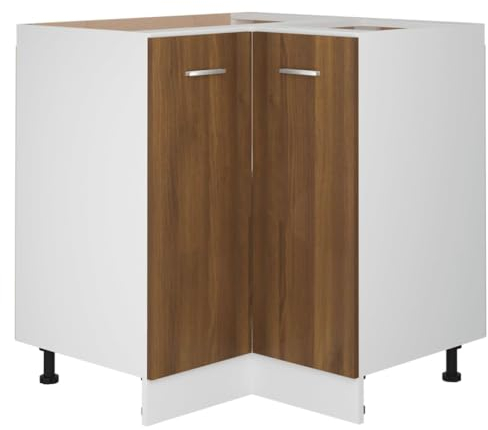 vidaXL Eckunterschrank 2 Regalböden Küchenschrank Küchenzeile Eckschrank Küchenmöbel Einbauküche Schrank Eichen-Optik 75,5x75,5x81,5cm Holzwerkstoff