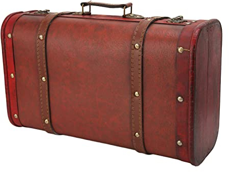 Vintage Suitcase, Trunk, Decorative Treasure Box,Decorative Travel Chest Paperboard Boxes, Retro Design Jewelry Storage for Keepsake Bedroom Display or Party Decor (01-S)