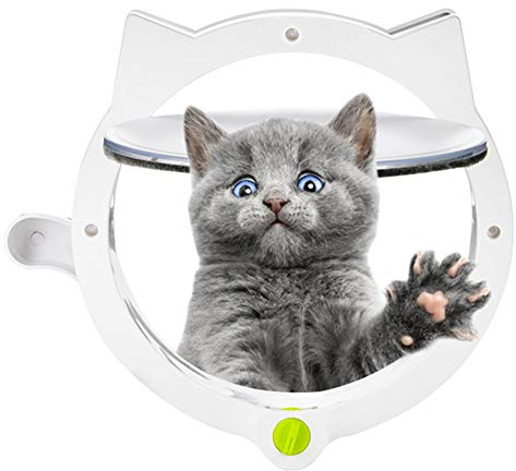 Restokki Katzentür für Innenbereich, Katzenklappe Katzentür Einzigartiges, stilvolles Katzenform Design, Katzentür, Haustiere rein/Raus, frei drehbarer Schalter, Katzentür für Katzen
