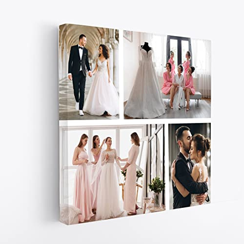 Edenpack Personalised Collage Canvas Photo Prints with Your Family Pets Kids Framed Birthday Christmas Anniversary Wedding Custom Picture Valentine Gifts for Couples (Custom Design 2, 30''x30'')