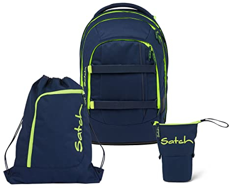 satch Pack Pencil Slider Light Edition Schulrucksack Set 3tlg. mit Sportbeutel (Toxic Yellow)