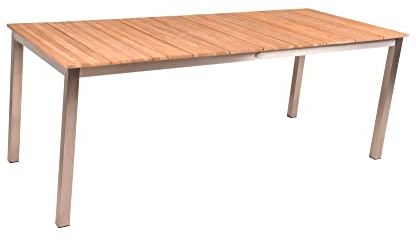Tisch Dallas 200cm Edelstahl Teak Gartentisch Esstisch Garten Möbel Outdoor Holz Teaktisch massiv