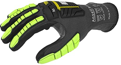 Ansell Ringers R840 Professional Work Gloves, Abrasion Resistant Nitrile Coating with Firm Grip, Multipurpose Protection Gloves, Mechanical and Industrial Safety, Black, Size S (4 Pairs)