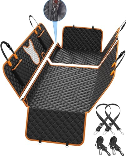 HoneyGuaridan Dog Car Seat Cover, 6-in-1 Dog Hammock for Car Back Seat, Nonslip Boot Liner for Dog With Side Protection, Waterproof & Scratchproof Dog Car Seat Cover for Cars/Truck/SUV, 153x164cm