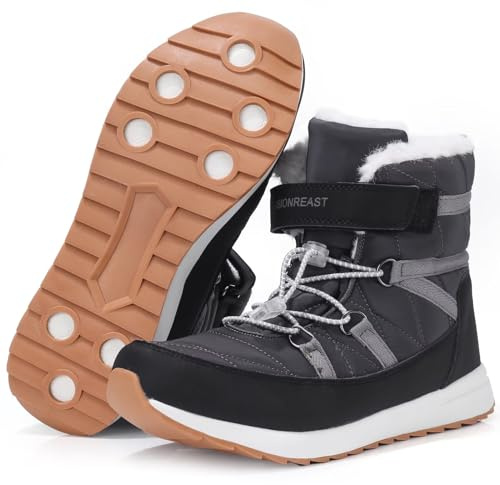 visionreast Chaussures d'hiver pour homme et femme - Doublure chaude - Bottes de neige - Chaussures de trekking - Chaussures basses d'hiver - Antidérapantes - Avec fermeture Velcro, Noir2, 39 EU