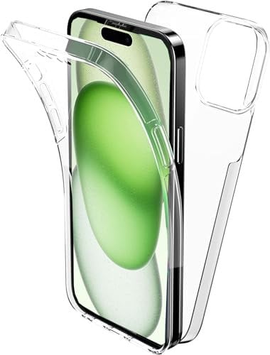 AMPLE Case For iPhone 15 Plus, Ultra Thin 360 [Full Protection] [no dots] [Slim TPU] [Front and Back] [Transparent] [Hard PC Back and Soft TPU Front Case] For iPhone 15 Plus (CLEAR)