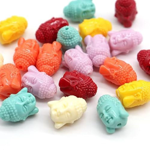 TAMUNI 20 stücke Bunte Buddha Kopf Korallen Perlen Für Schmuck Machen Halskette Armband Künstliche Korallen Gravur Buddha Zubehör